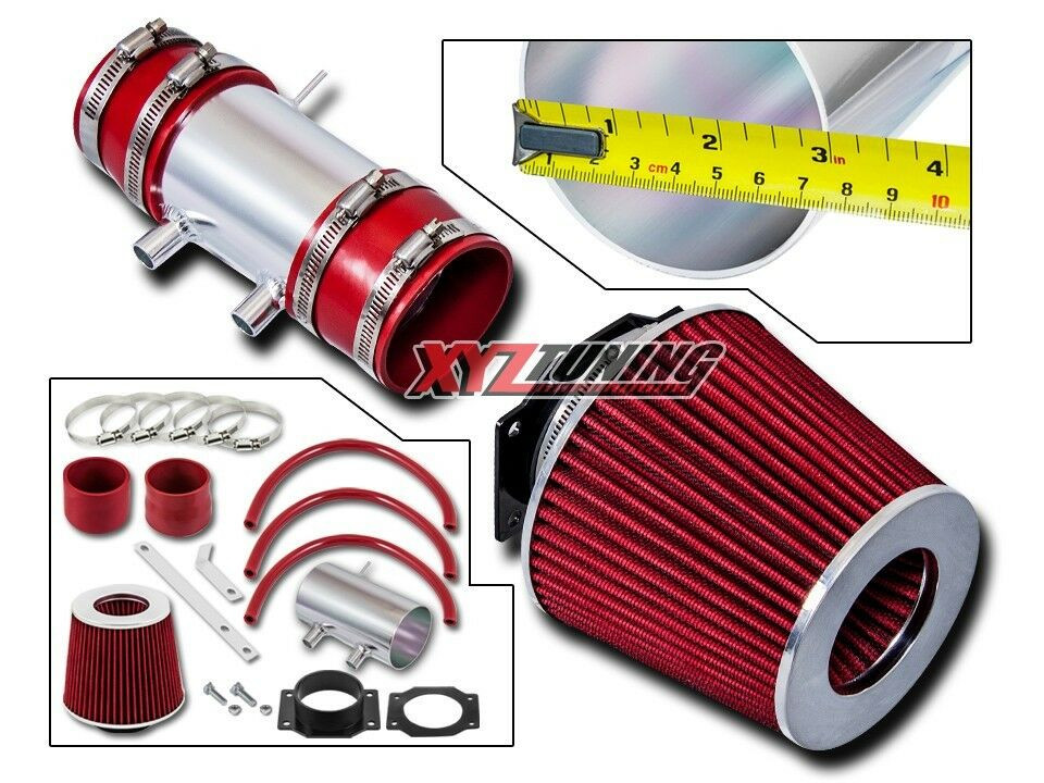 3" RED Short Ram Air Intake Kit + Filter For 99-04 Frontier/Xterra 3.3L V6