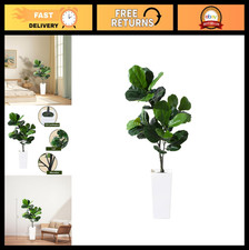 5FT Artificial Fiddle Leaf Fig Tree - Lifelike Faux Plant with White Planter, Pe