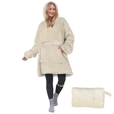 Oversized Blanket Hoodie Sweatshirt, Wearable Sherpa Blanket Pullover, Soft W...