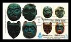 AMERICAN INDIAN   NORTHWEST TRIBAL MASKS SET 1980 ANDREWS CACHET  FDC UNADDR