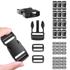 CooBigo Buckles 3/4 Quick Release Buckle 12 Pcs+ Tri-Glide Slide 24 pcs,