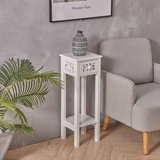 Small Side Table, French Style Nightstand/Bedside/Lamp Table with Drawer & Shelf