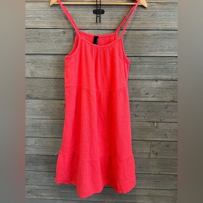 Bobi LA Coral Tiered Cotton Dress