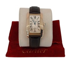 Cartier Montre automatique en cuir or rose 18K Tank Large Américaine 153067849