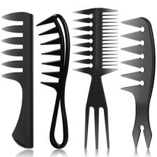 Sieral 4 Pcs Hair Styling Combs Set Wide Tooth Texture Combs with Double Side Ta