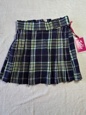 Justice Girls Skirt Faux Wrap Kilt Shirt Built In Short Size M10 NWT Blue Plaid