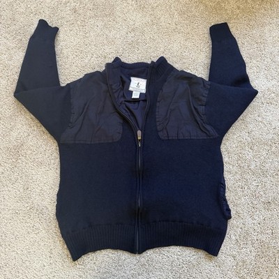 Orvis Vintage Upland Collection Sz XL Wool Padded Hunting Navy/Blue Sweater