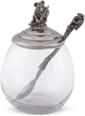 Pewter Little Bear Glass ey Pot Sr Bowl J Jelly Jar