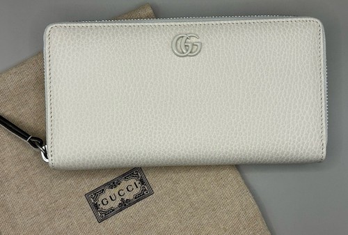 Gucci GG Marmont Zip Around Long Wallet Mystic White Women’s  Authentic