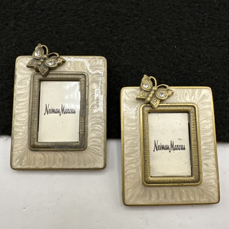 VTG Neiman Marcus Jay Strongwater Enamel Mini Picture Butterfly Frames Lot of 2