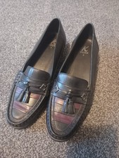 Women's K Shoes Leather Loafers In Black With Burgundy  Detail. Uk Size 6