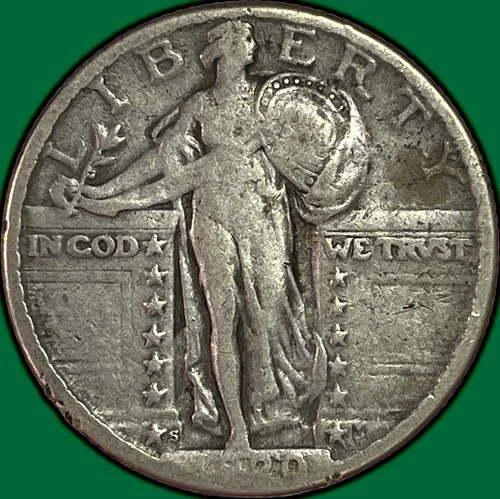 1920-S Standing Liberty Quarter Choice Very Fine VF+ Coin #37770