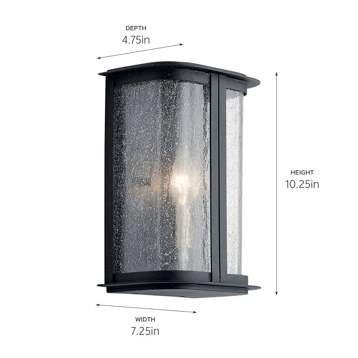 Kichler 59090DBK - Timmin 10" Tall Wall Light w/ Clear Seeded Glass - Black