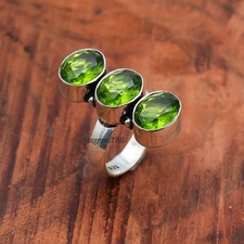 Peridot Gemstone 925 Sterling Silver Ring Handmade Jewelry Gift For Valentine