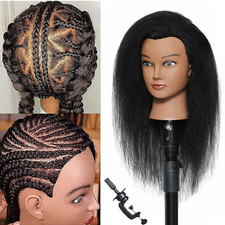 Mannequin Head with 100 Real Hair Manikin Cosmetology Doll Head Hairdresser Pra