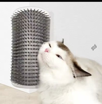 Self Grooming Cat Corner Brush   Wall Massage & Hair Remover