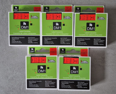 5 er Set Schriftband - Kassette, Labelband Orison PT - E 100, D DM1, 12 mm x 7 m