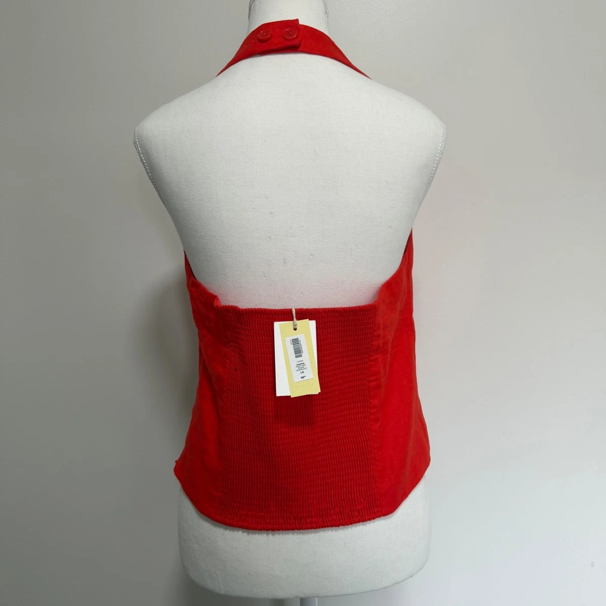 Wilfred Aritzia Whisper Poppy Red Organic Linen Halter Top Size Large Vacation