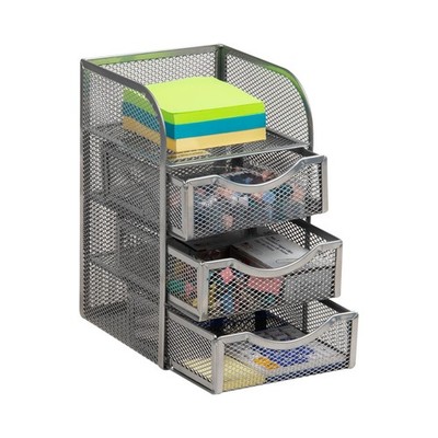Desktop Accessory Storage, Paper Binder Clip Basket, Workspace, Office, Metal...