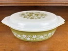 Vintage Pyrex 045 2 1/2 QT Spring Blossom Daisy Oval Casserole Dish W/ Lid