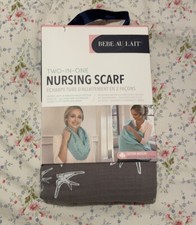 Bebe Au Lait Two-in-One Nursing Scarf Cotton Muslin Nightingale Gray new