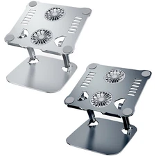 Aluminium Alloy Multi-Angle Laptop Desk Stand Mount Holder with 2 Cooling Fans