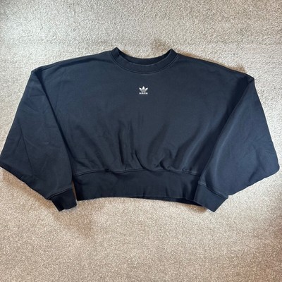 Adidas Originals womens crewneck black pullover crop sweatshirt size XS oversize