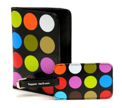 Stylish Passport Wallet & I.D. Tag Combo in Sturdy Canvas in Aero Dot Black 
