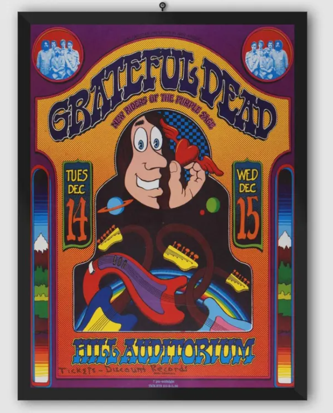 Grateful Dead 1971 Ann Arbor, MI Concert Poster Signed by Gary Grimshaw