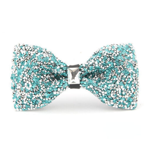 Mens Rhinestone Bow Tie Pre-tied Glitter Bowties with Adjustable Strap Wedding - Picture 18 of 24