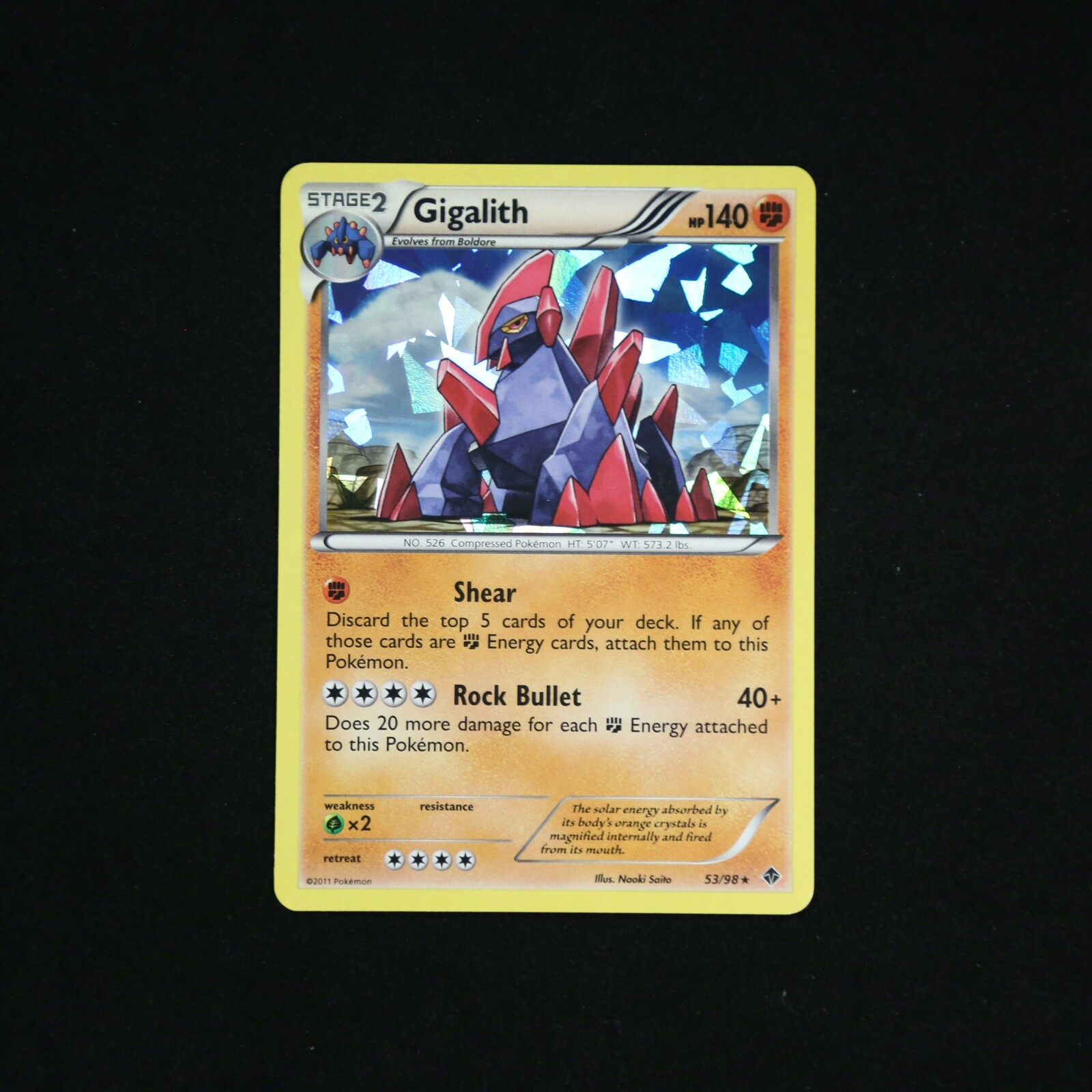 2011 Pokemon Card Gigalith 53/98 (Cracked Ice) Holo Rare Emerging Powers - NM-MT