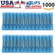 1000Pcs Butt Tube Heat Shrink Waterproof Blue Wire Connectors Crimp Terminal