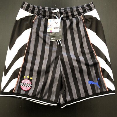 black puma soccer shorts
