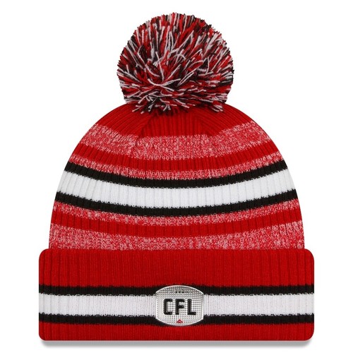 Calgary Stampeders CFL Football New Era Sideline 6 Dart Cuffed Knit Pom - Red - Bild 2 von 2