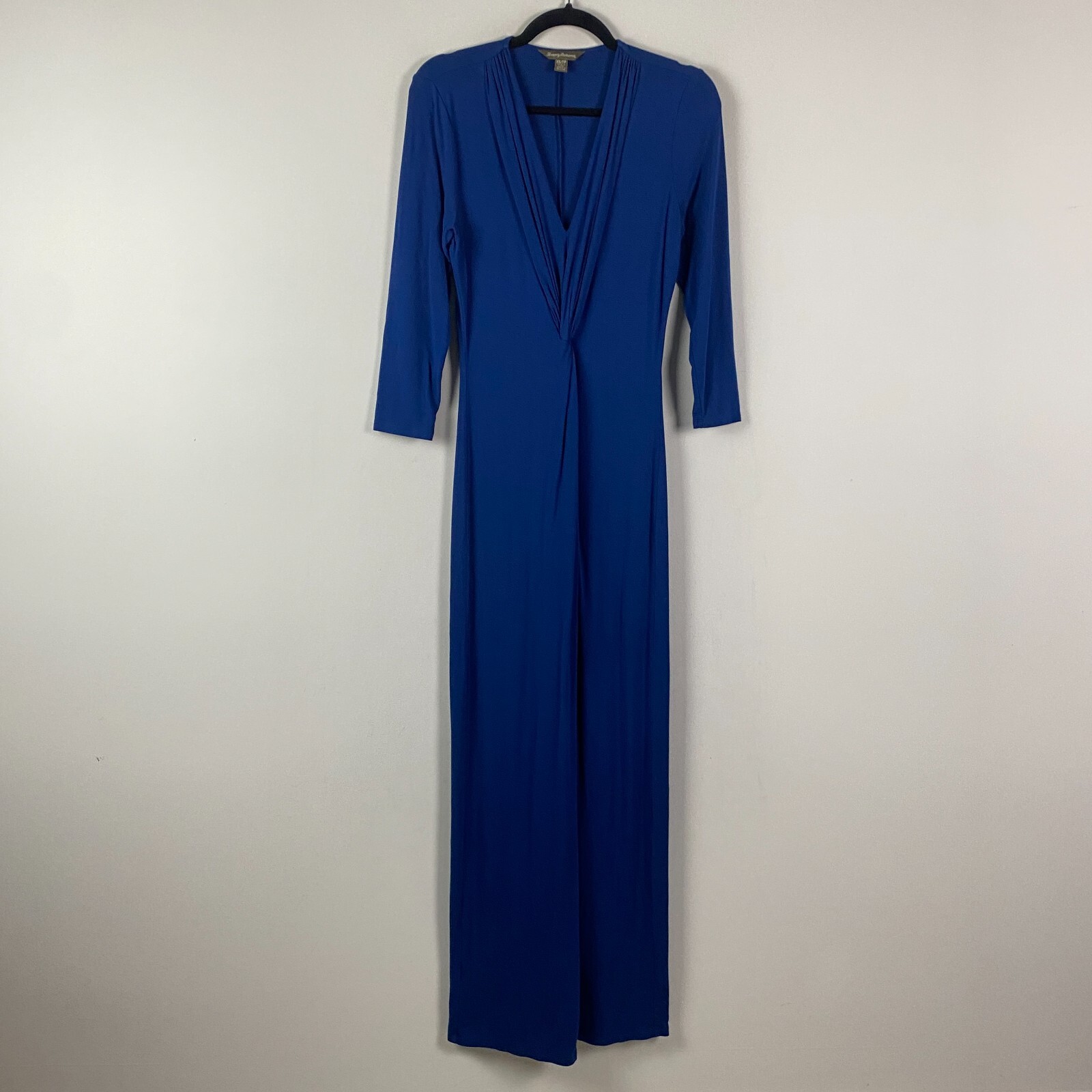 Tommy Bahama Blue V-Neck Twist 3/4 Sleeve Maxi Dress Size XS Model