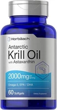 Horbäach Antarctic Krill Oil 2000mg | 60 Softgel Capsules | Omega-3, EPA, DHA S