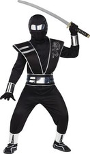 Silver Mirror Ninja Child Boys Costume Warrior Martial Arts Halloween