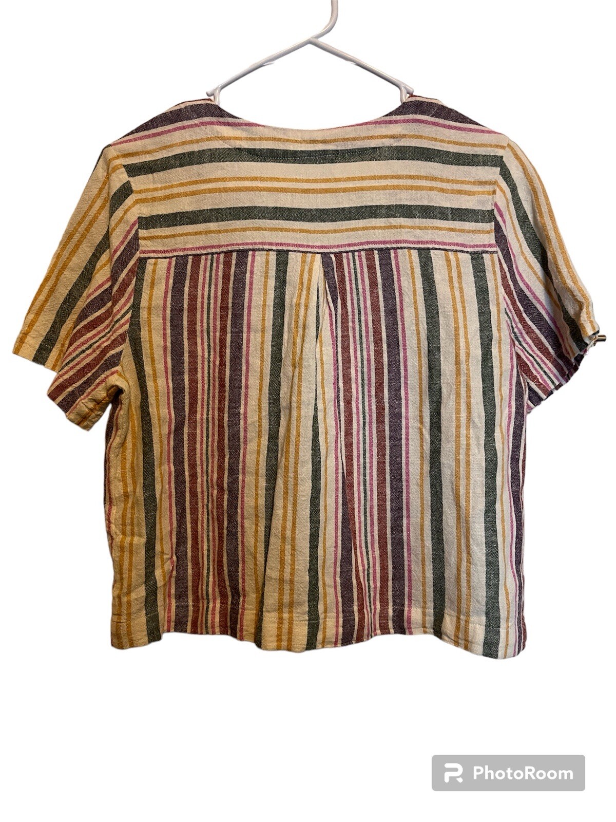 Abound Button Down Blouse Multicolor Striped V Ne… - image 2