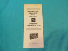 1976 LEICA PHOTOGRAPHIC EQUIPMENT CAMERA RETAIL PRICE LIST