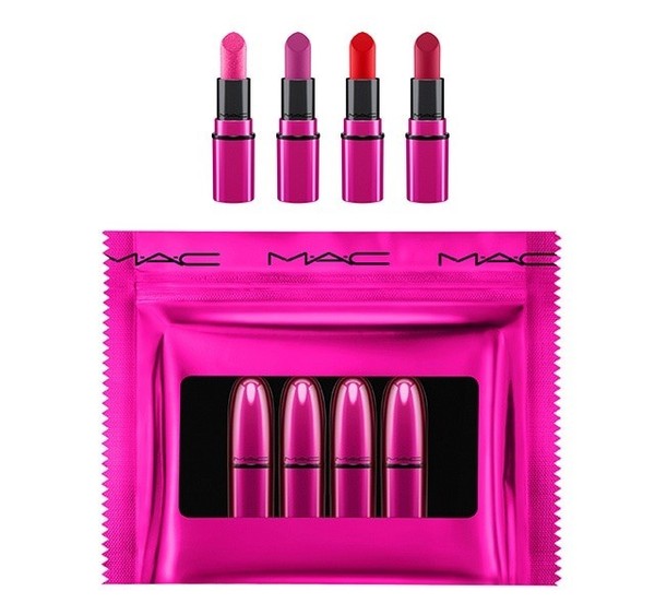 MAC 4 piezas. Mini lápices labiales brillantes Pretty Things favoritos de fiesta edición limitada