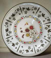 Vintage VTG USSR Russia large Big plate handmade paint carved  flowers butterfly
