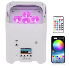 LED Uplight Par Light 6*18W RGBWA UV 6in1 Battery Powered App DMX Remote Control