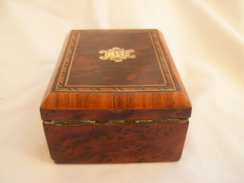ANTIQUE FRENCH WOOD,MARQUETRY BRASS POCKET WATCH CASE,NAPOLEON III PERIOD. - Picture 4 of 12