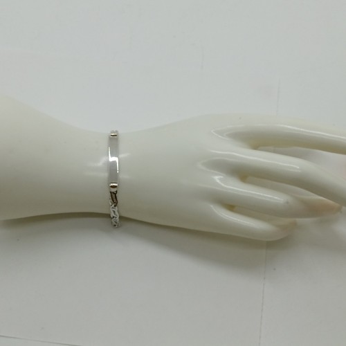BRACCIALE DA UOMO A MAGLIA CON TARGHETTA IN ORO BIANCO 18KT 5,15 GRAMMI (0615) - Foto 6 di 9
