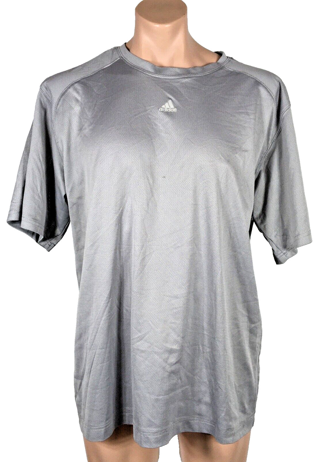 Adidas Soccer Jersey Shirt Mens 2XL Short Sleeve Mesh Logo Gray Vintage Y2K