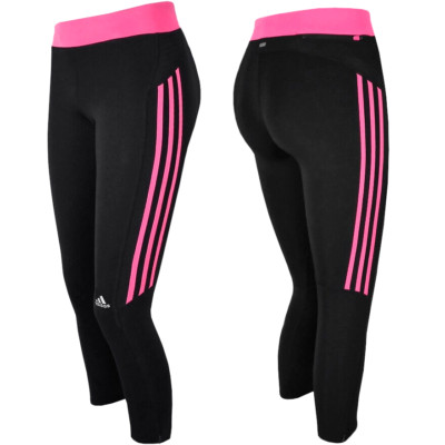 Adidas women's running pants 7/8 leggings tight sports pants running fitness black/pink