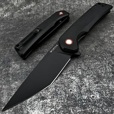 VORTEK RIPTIDE Black D2 Tanto Blade Ball Bearing Flipper Folding Pocket Knife