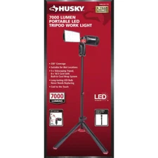 Husky 7000 Lumens Portable Corded LED Work Light Rotating Head Tripod Mount