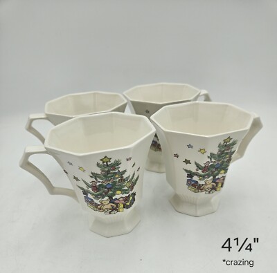 New  Nikko Classic Collection Christmastime Footed Coffee Cup Tea Cup  Set 4