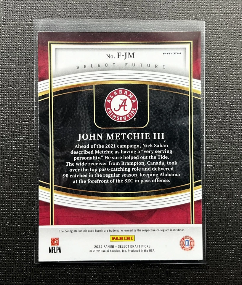 2022 Panini Select Draft Picks John Metchie III Rookie Silver Prizm Future #F-JM - Image 3 of 3